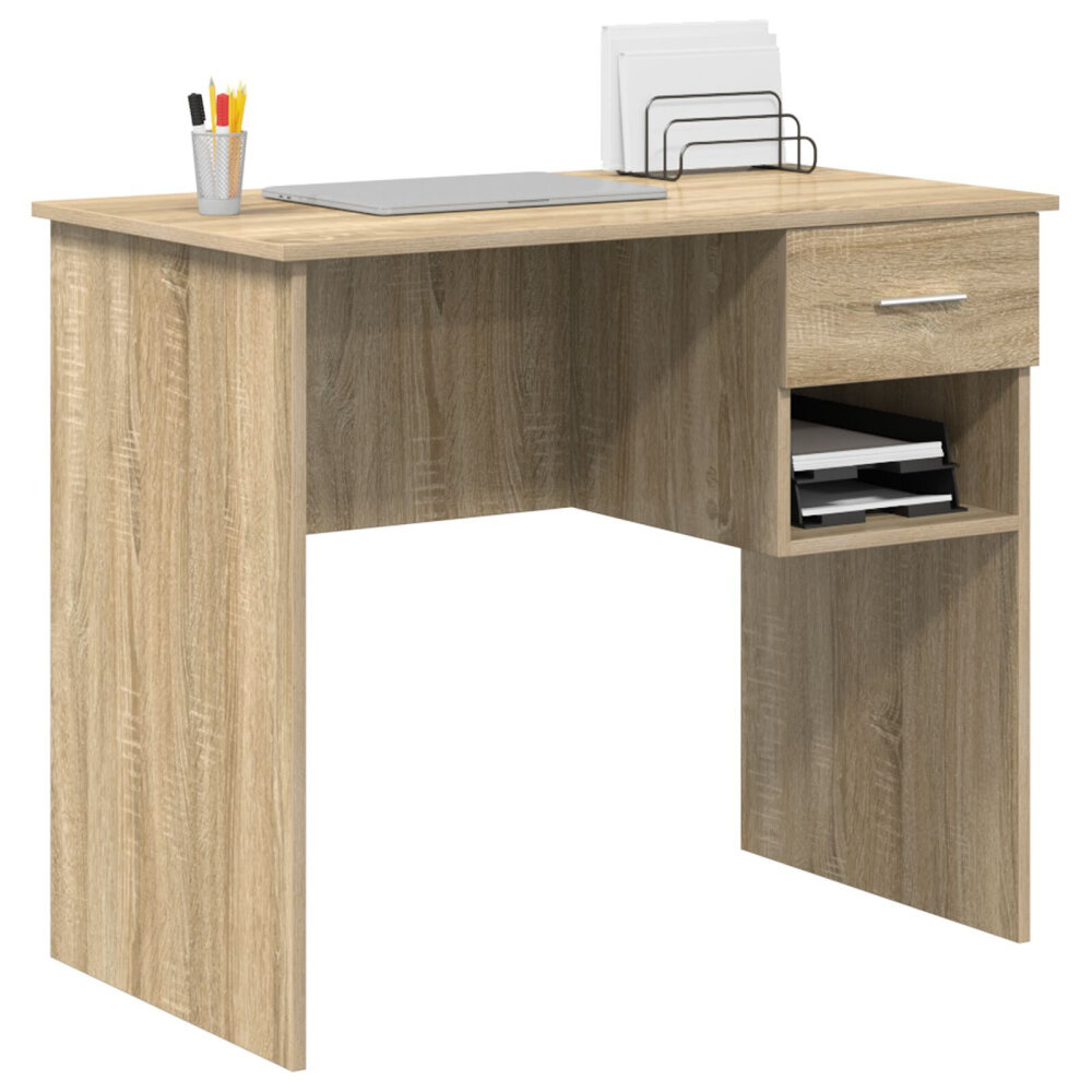 VidaXL Bureau met Opslag Sonoma Eiken 90x49.5x75 cm Geengineerd Hout