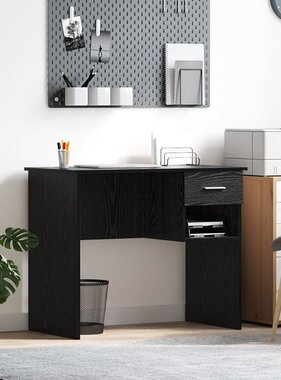 VidaXL Bureau met Opslag Zwart Eiken 90x49.5x75 cm Gefabriceerd hout