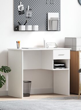 VidaXL Bureau met Opslag Wit 90x49.5x75 cm Ingenomen hout