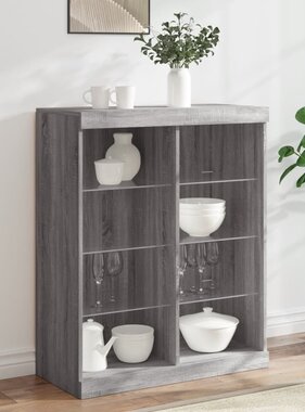 VidaXL Dressoir met LED-verlichting 81x37x100 cm grijs sonoma eiken