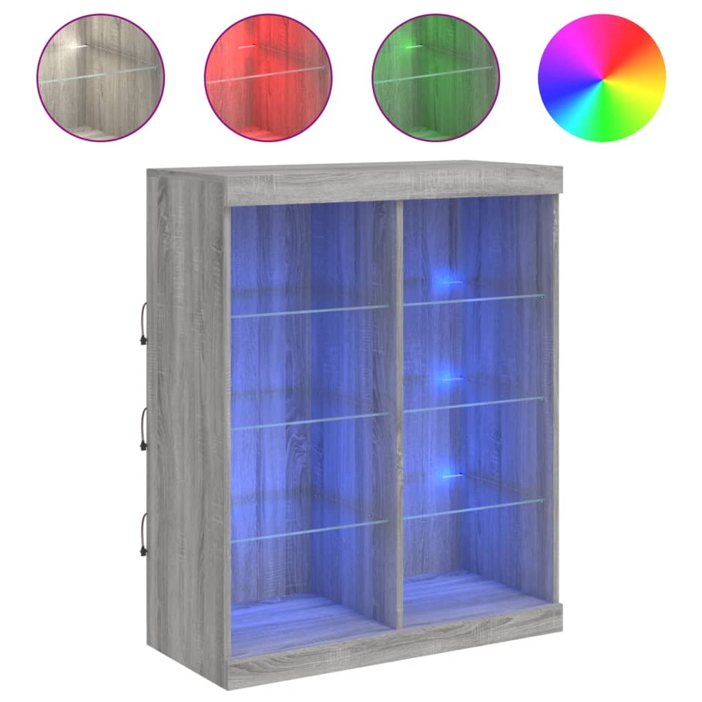 VidaXL Dressoir met LED-verlichting 81x37x100 cm grijs sonoma eiken
