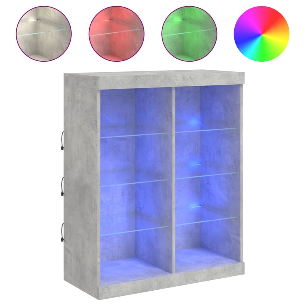 VidaXL Dressoir met LED-verlichting 81x37x100 cm betongrijs