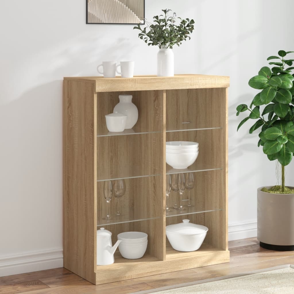 VidaXL Dressoir met LED-verlichting 81x37x100 cm sonoma eikenkleurig