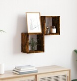 VidaXL zwevende planken Gerookt eiken Massief eikenhout Middelgroot