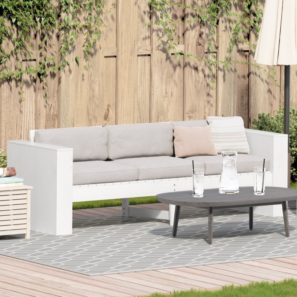 VidaXL Tuin Sofa 3-Zits Wit Hout Medium Duurzaam Buitensofa