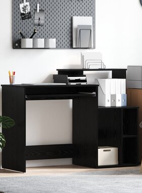 VidaXL Bureau met opslag Zwart Eiken 120,5x44x88,5 cm Bewerkt Hout