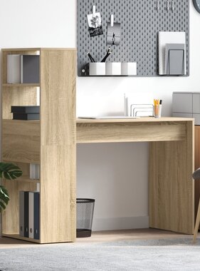 VidaXL Bureau met Opslag Sonoma Eiken 113x54x120 cm Geëngineerd Hout