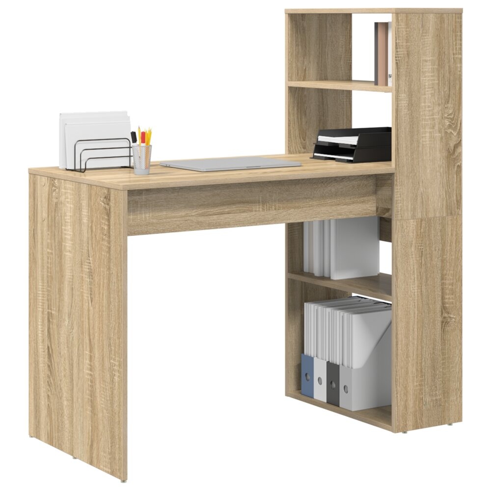 VidaXL Bureau met Opslag Sonoma Eiken 113x54x120 cm Geëngineerd Hout