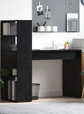 VidaXL Bureau met Opbergruimte Zwart Eiken 113x54x120 cm Bewerkt Hout