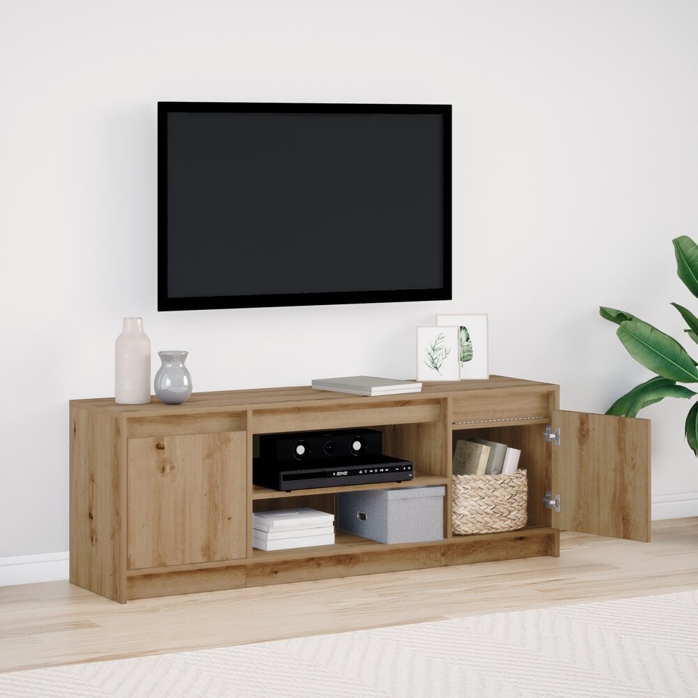 VidaXL TV Meubel met LED Artisan Eiken 139.5x34x50 cm Bewerkt Hout