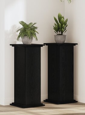 VidaXL Plantenstandaard Zwart Eiken 33x33x80 cm Geengineerd Hout