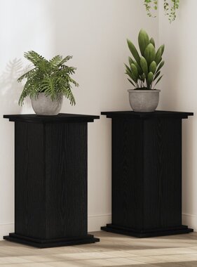 VidaXL Plantenstandaard Zwart Eiken 33x33x60 cm Geëngineerd Hout