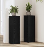 VidaXL Plantenstandaarden 2 stuks Zwart Eiken 25x25x80 cm Gelaagd Hout