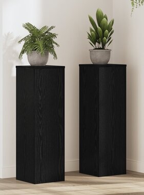 VidaXL Plantenstandaarden 2 stuks Zwart Eiken 25x25x80 cm Gelaagd Hout