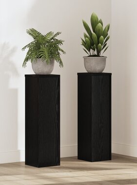 VidaXL Plantenstandaarden 2 stuks Zwarte Eiken 17x17x60 cm Bewerkt Hout