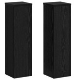 VidaXL Plantenstandaarden 2 stuks Zwarte Eiken 17x17x60 cm Bewerkt Hout