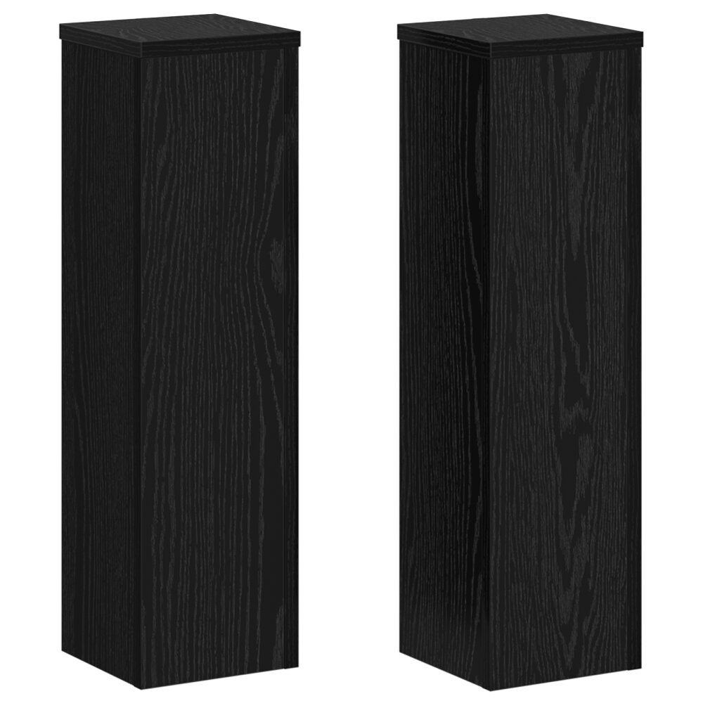 VidaXL Plantenstandaarden 2 stuks Zwarte Eiken 17x17x60 cm Bewerkt Hout
