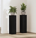VidaXL Plantenstandaarden 2 stuks Zwarte Eiken 17x17x60 cm Bewerkt Hout