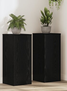 VidaXL Plantenstandaarden 2 stuks Zwart Eiken 30x30x70 cm Geengineerd Hout