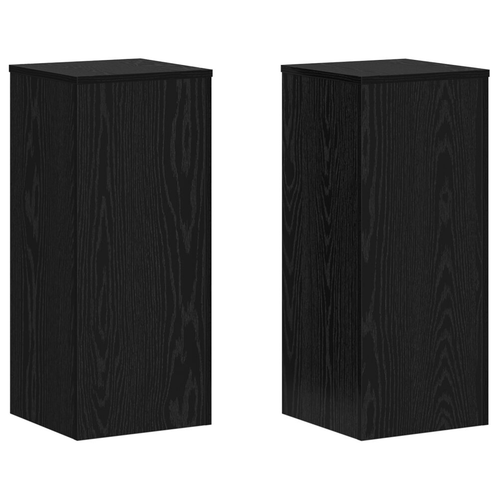 VidaXL Plantenstandaarden 2 stuks Zwart Eiken 30x30x70 cm Geengineerd Hout