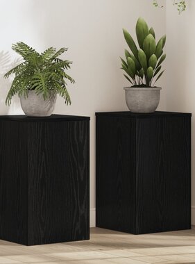 VidaXL Plantenstandaarden 2 stuks Zwart Eiken 30x30x50 cm Geengineerd Hout
