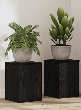VidaXL Plantenstandaards 2 stuks Zwarte Eik 25x25x35 cm Geïntegreerd Hout