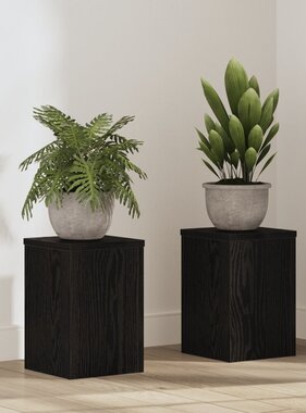 VidaXL Plantenstandaards 2 stuks Zwart Eiken 20x20x30 cm Geengineerd Hout