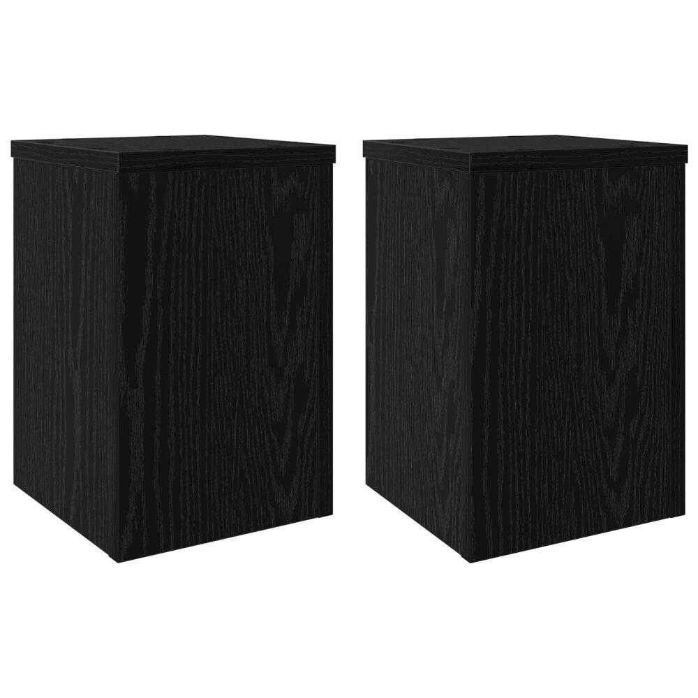 VidaXL Plantenstandaards 2 stuks Zwart Eiken 20x20x30 cm Geengineerd Hout
