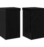 VidaXL Zwarte Eiken Plantenstand Set van 2 Zwart eiken Hout