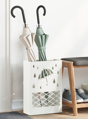 VidaXL Paraplubak Wit Metaal Medium Decoratieve Uitsparingen