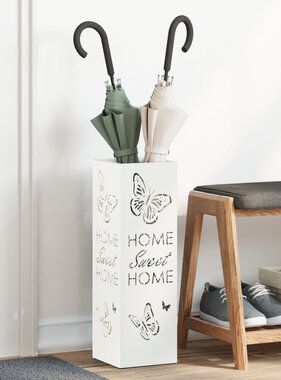 VidaXL Paraplubak Wit Metaal Middelgroot Decoratieve Inzetten