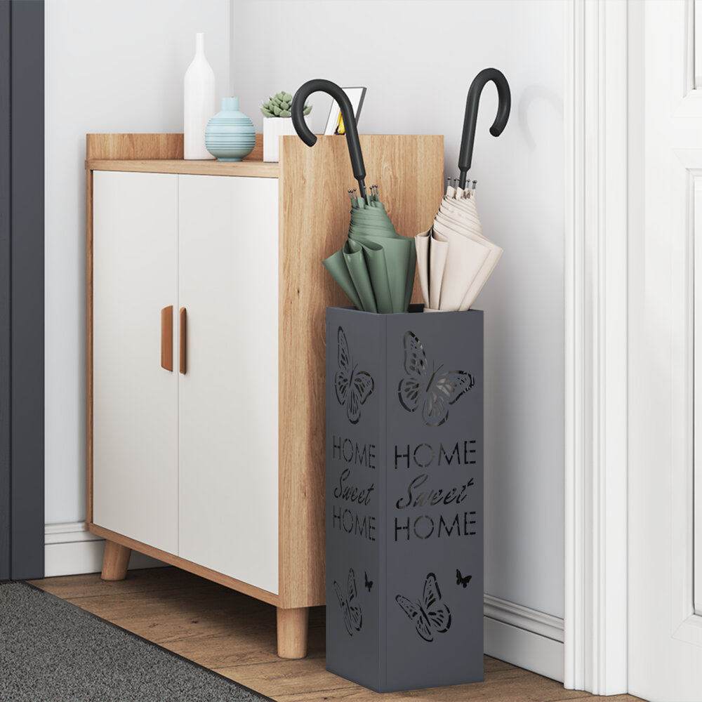 VidaXL Paraplubak Anthraciet Metaal Middelgroot Patroon Paraplubak