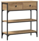 VidaXL Wandtafel 72,5x25x75 cm bewerkt hout en staal artisanaal eiken