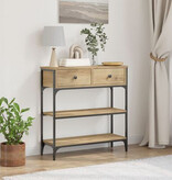 VidaXL Wandtafel 72,5x25x75 cm bewerkt hout en staal artisanaal eiken