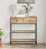 VidaXL Wandtafel 72,5x25x75 cm bewerkt hout en staal artisanaal eiken