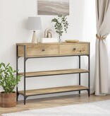 VidaXL Wandtafel 100x25x75 cm bewerkt hout en staal artisanaal eiken