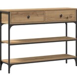 VidaXL Wandtafel 100x25x75 cm bewerkt hout en staal artisanaal eiken