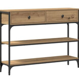 VidaXL Wandtafel 100x25x75 cm bewerkt hout en staal artisanaal eiken