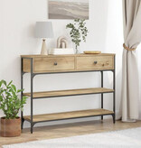 VidaXL Wandtafel 100x25x75 cm bewerkt hout en staal artisanaal eiken