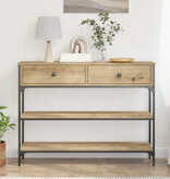 VidaXL Wandtafel 100x25x75 cm bewerkt hout en staal artisanaal eiken