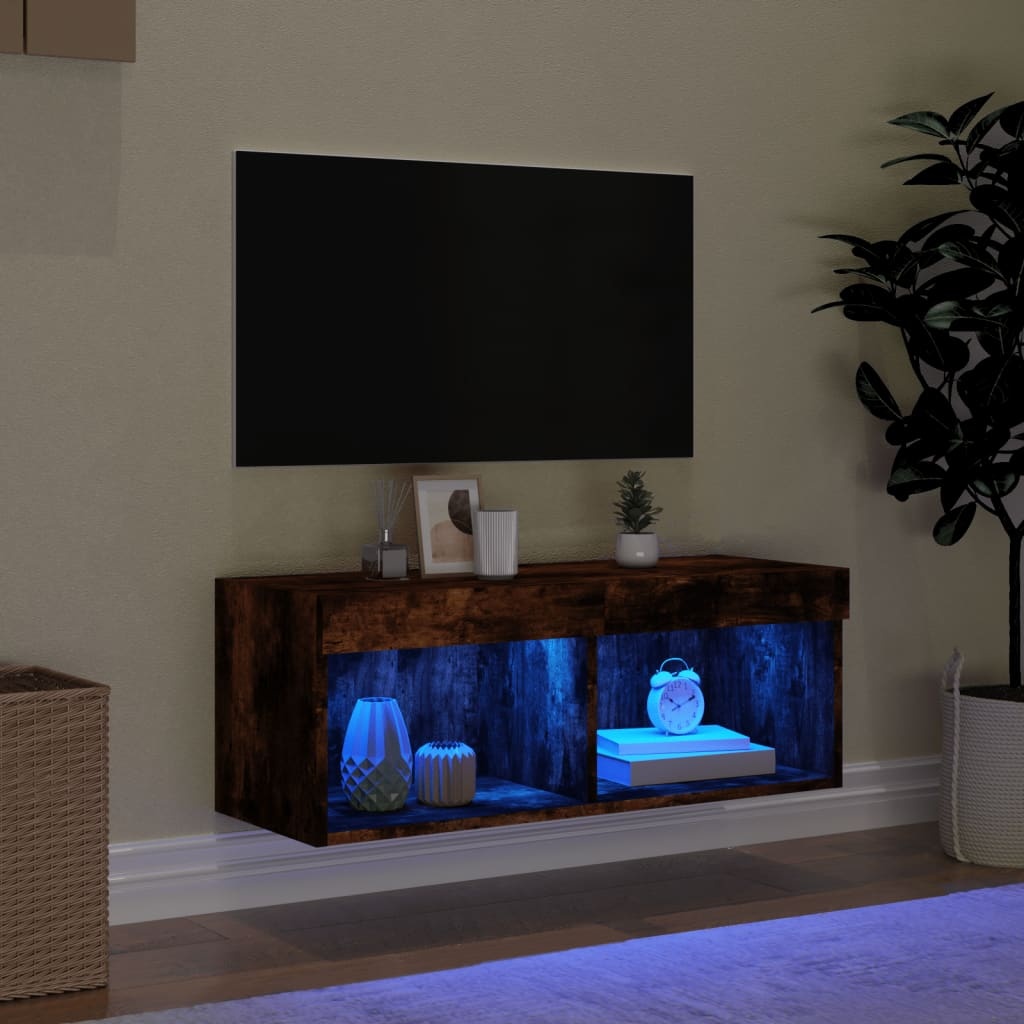 VidaXL Tv-meubel met LED-verlichting 80x30x30 cm gerookt eikenkleurig