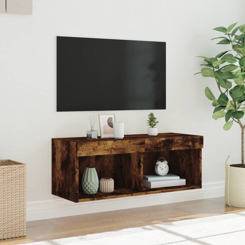 VidaXL Tv-meubel met LED-verlichting 80x30x30 cm gerookt eikenkleurig