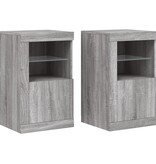VidaXL Bijzetkastjes met LED 2 st bewerkt hout grijs sonoma eikenkleur