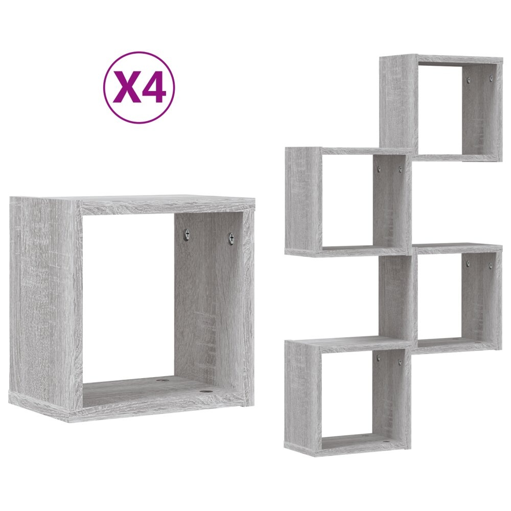 VidaXL Vloeiende Planken Grijs sonoma MDF Middelgroot Muurmontage