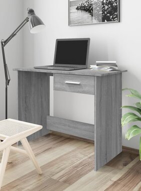 VidaXL Bureau 100x50x76 cm bewerkt hout grijs sonoma eikenkleurig
