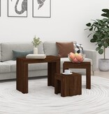 VidaXL 3-delige Tafeltjesset bewerkt hout bruin eikenkleur