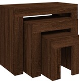 VidaXL 3-delige Tafeltjesset bewerkt hout bruin eikenkleur