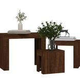 VidaXL 3-delige Tafeltjesset bewerkt hout bruin eikenkleur