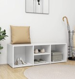 VidaXL Schoenenopbergbank 105x35x35 cm bewerkt hout wit