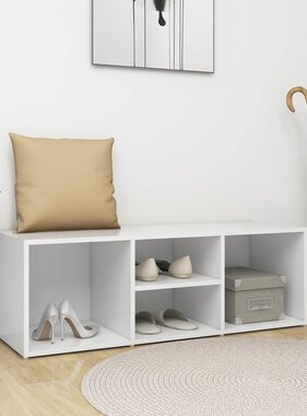 VidaXL Schoenenopbergbank 105x35x35 cm bewerkt hout wit